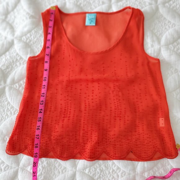 Beaded Sheer Orange Tank Top - Picture 5 of 7